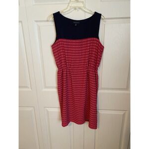 Tommy Hilfiger Sheath Sleeveless Knee Length Polka Dot Dress Red Navy White L